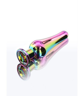 Анальная пробка металлическая со стразом ToyJoy Twilight Bum Bijou Medium, цветная, 11 х 3.3 см - No Taboo