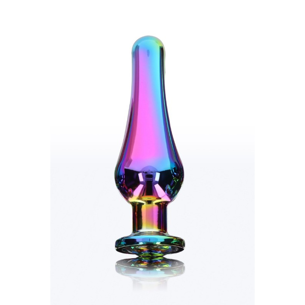 Анальная пробка металлическая со стразом ToyJoy Twilight Bum Bijou Medium, цветная, 11 х 3.3 см фото №3 — секс игрушки: Украина, NO TABOO