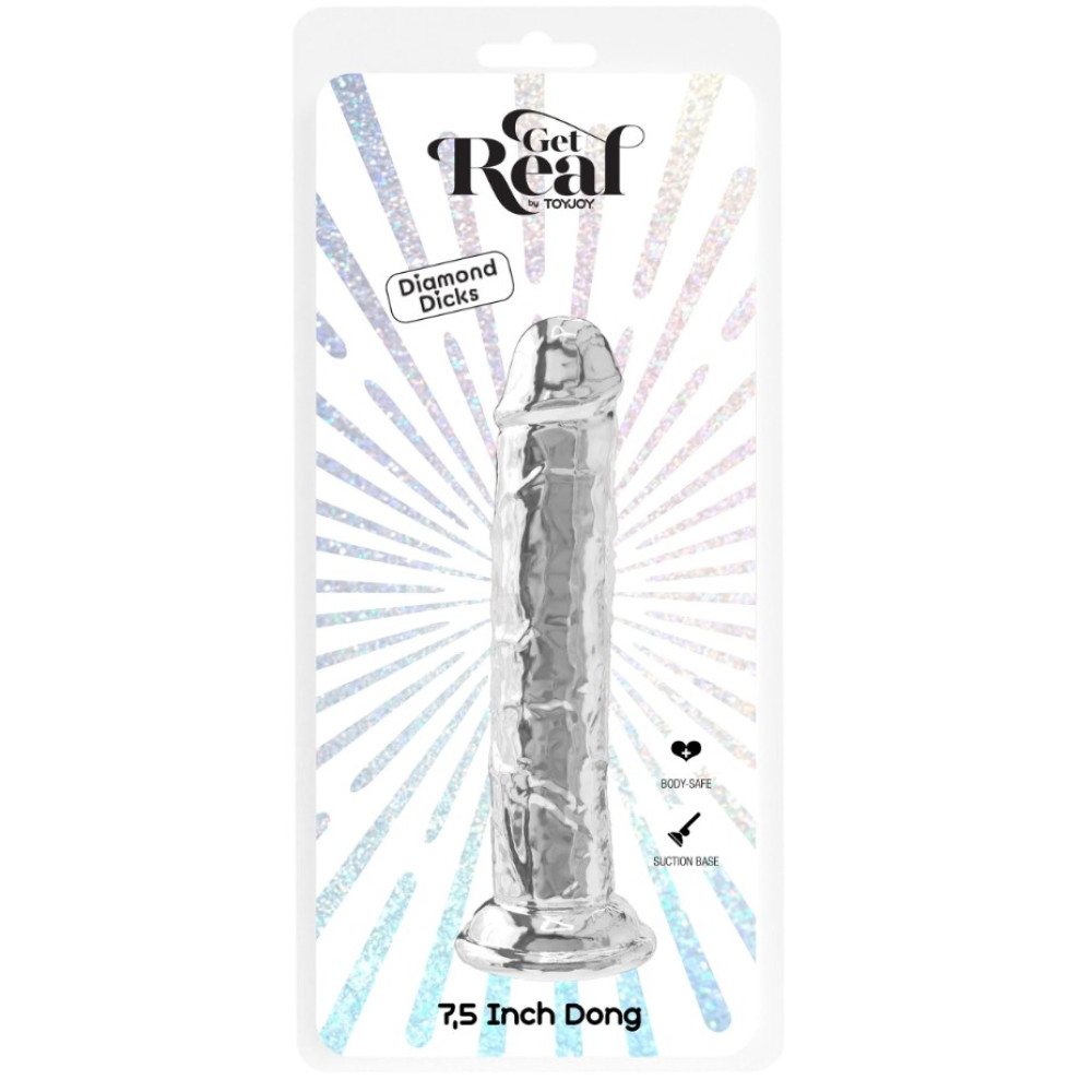 Фаллоимитатор на присоске ToyJoy Get Real Clear Dong, прозрачный, 19 х 4.5 см фото №2 — секс игрушки: Украина, NO TABOO