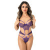 Боди эротическое Daring Intimates Heart Lace Teddy with Jewel, фиолетовое, S/M, фото №2 — секс шоп Украина, NO TABOO