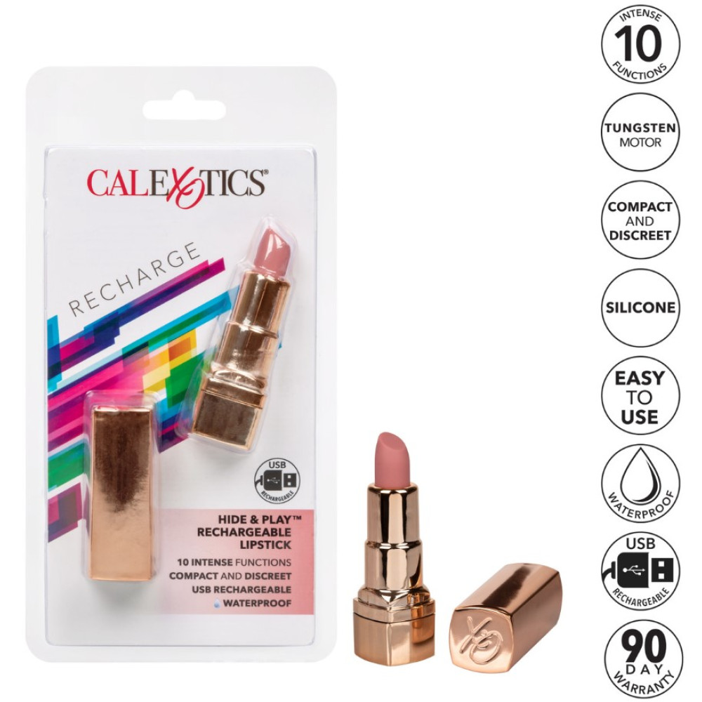Клиторальный вибратор в форме помады CalExotics Hide & Play Lipstick Recharge, 7.5 х 2 см фото №2 — секс игрушки: Украина, NO TABOO