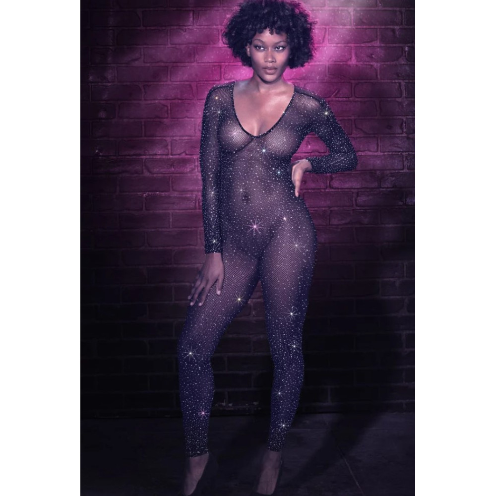 Комбинезон в сетку с интимным вырезом CalExotics Crotchless Bodystocking, черный, O/S, фото №0 — секс шоп Украина, NO TABOO