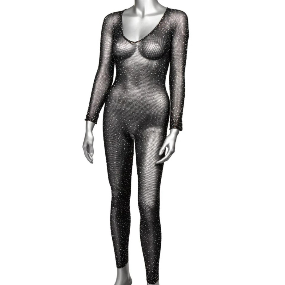 Комбинезон в сетку с интимным вырезом CalExotics Crotchless Bodystocking, черный, O/S, фото №4 — секс шоп Украина, NO TABOO