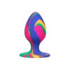 Анальная пробка силиконовая CalExotics Cheeky Medium Tie-Dye Plug, разноцветная, 7.5 х 3.2 см фото №1 — секс игрушки: Украина, NO TABOO
