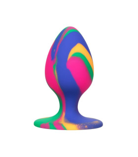 Анальная пробка силиконовая CalExotics Cheeky Medium Tie-Dye Plug, разноцветная, 7.5 х 3.2 см - No Taboo