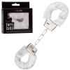 Наручники металлические с пушком CalExotics Playful Furry Cuffs, белые, фото №1 — секс шоп Украина, NO TABOO