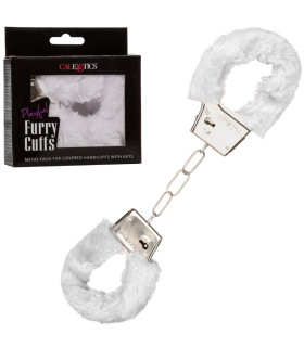 Наручники металлические с пушком CalExotics Playful Furry Cuffs, белые - No Taboo