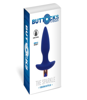 Анальная пробка с вибрацией ToyJoy The Sparkle Buttplug с пультом, синяя, 13.5 х 3.5 см - No Taboo