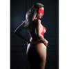 Комплект с интимным доступом и маской Daring Intimates Bra, Panty and Blindfold, красный, S/M, фото №4 — секс шоп Украина, NO TABOO