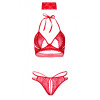 Комплект с интимным доступом и маской Daring Intimates Bra, Panty and Blindfold, красный, S/M, фото №2 — секс шоп Украина, NO TABOO