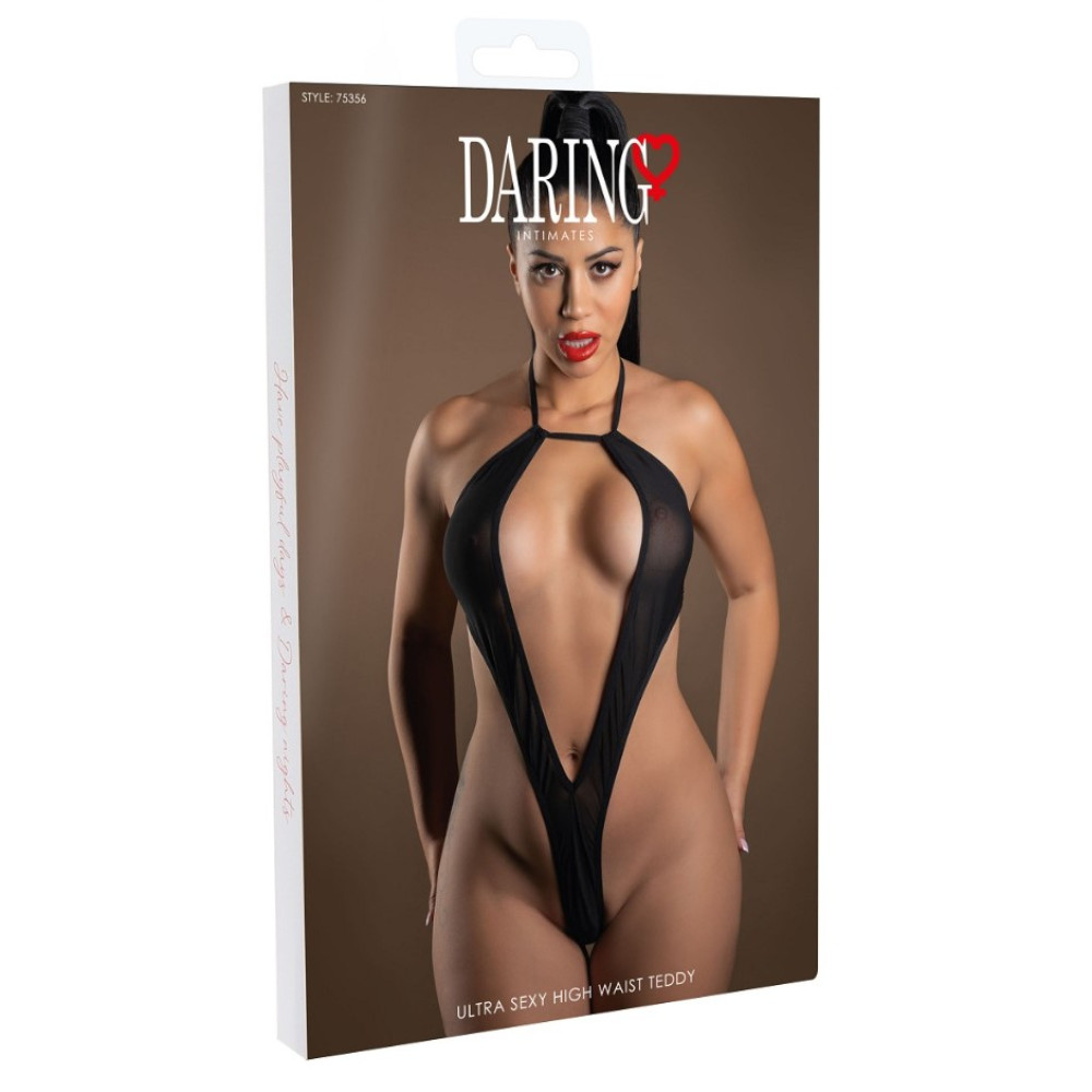 Боди прозрачное с высокой талией Daring Intimates Ultra Sexy High Waist Teddy, черный, O/S, фото №2 — секс шоп Украина, NO TABOO
