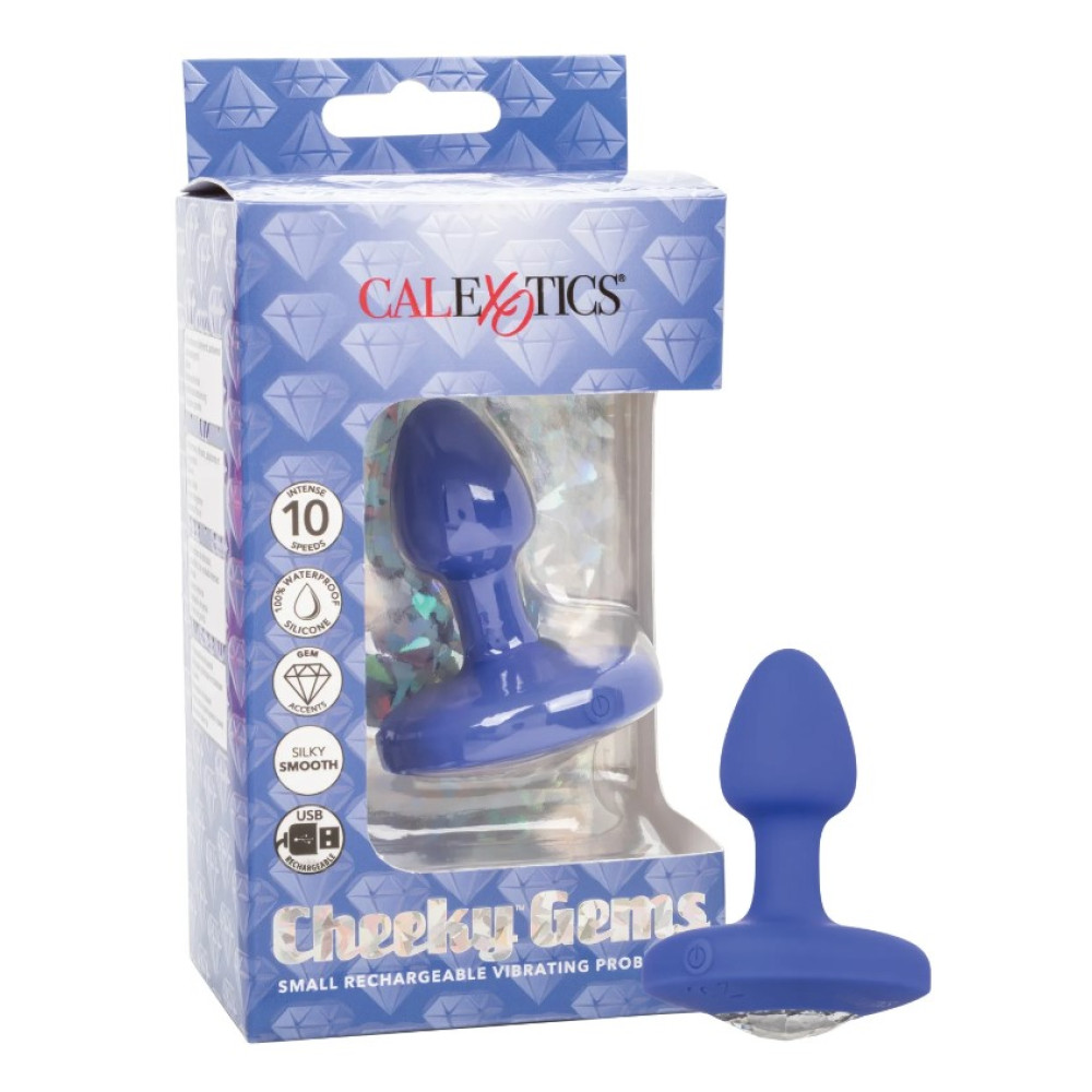 Анальная пробка с вибрацией CalExotics Vibrating Probe Cheeky Gems, синяя, 5 х 2 см фото №0 — секс игрушки: Украина, NO TABOO