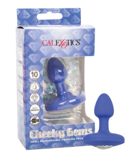 Анальная пробка с вибрацией CalExotics Vibrating Probe Cheeky Gems, синяя, 5 х 2 см - No Taboo