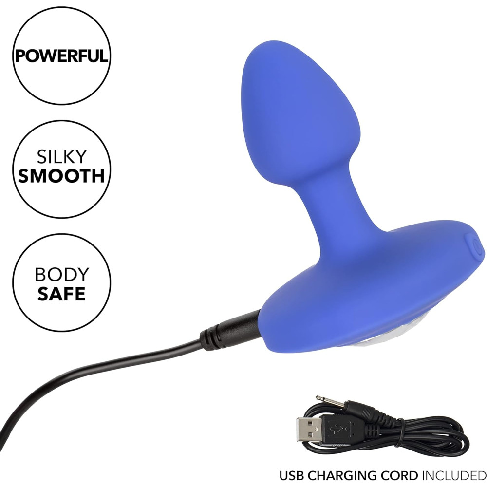 Анальная пробка с вибрацией CalExotics Vibrating Probe Cheeky Gems, синяя, 5 х 2 см фото №3 — секс игрушки: Украина, NO TABOO