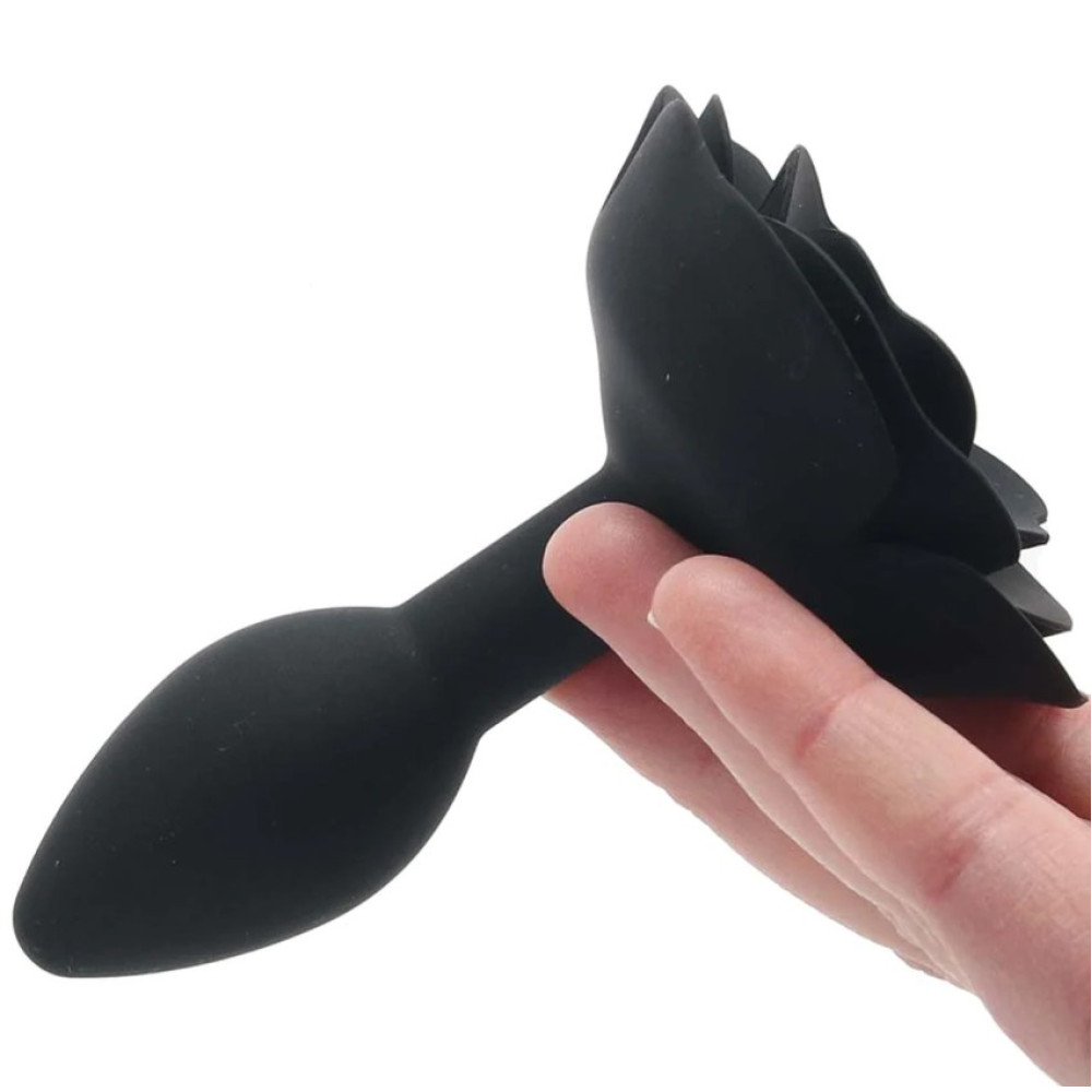 Анальная пробка в виде розы CalExotics Small Rose Anal Plug, силиконовая, черная, 7.5 х 3.2 см фото №4 — секс игрушки: Украина, NO TABOO