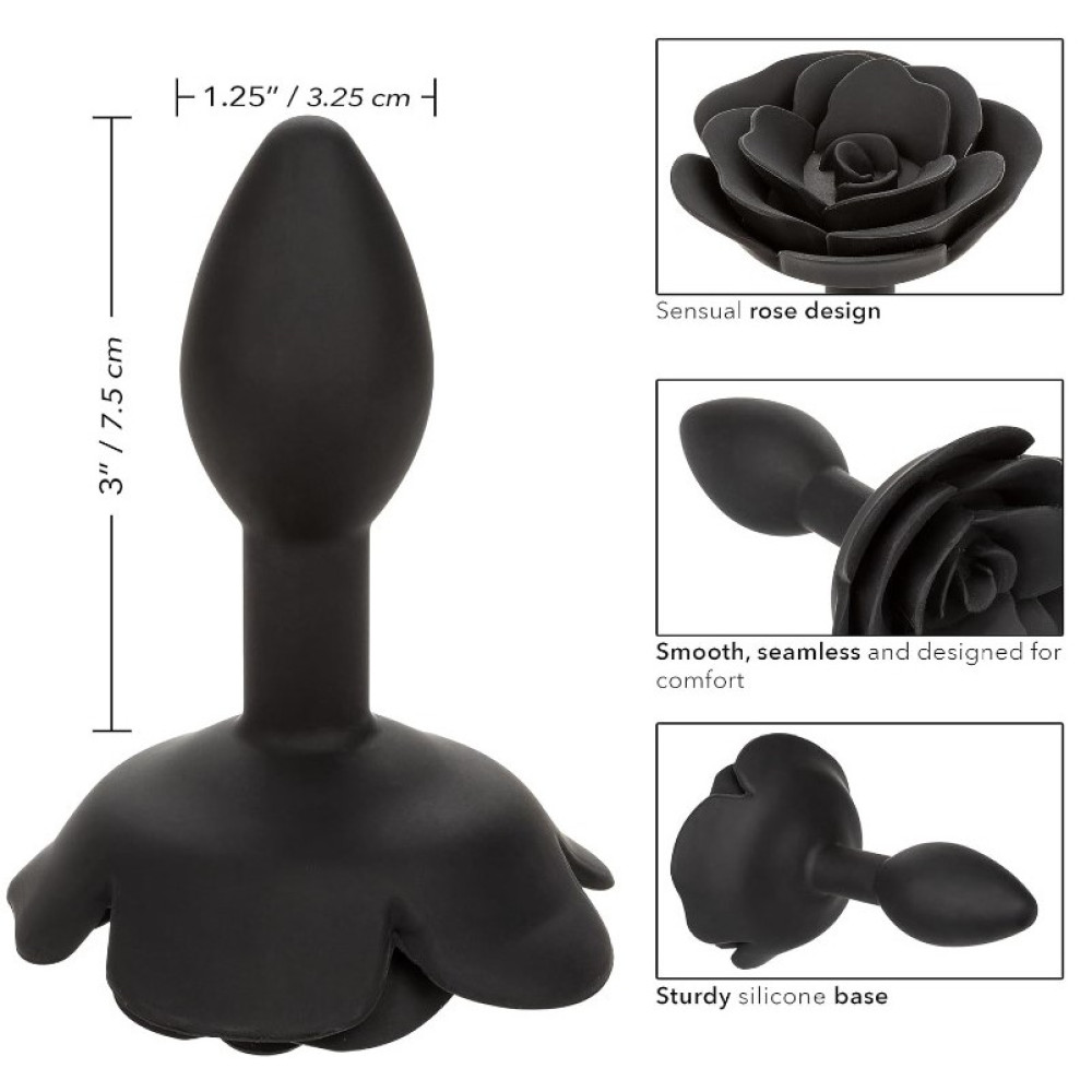 Анальная пробка в виде розы CalExotics Small Rose Anal Plug, силиконовая, черная, 7.5 х 3.2 см фото №7 — секс игрушки: Украина, NO TABOO