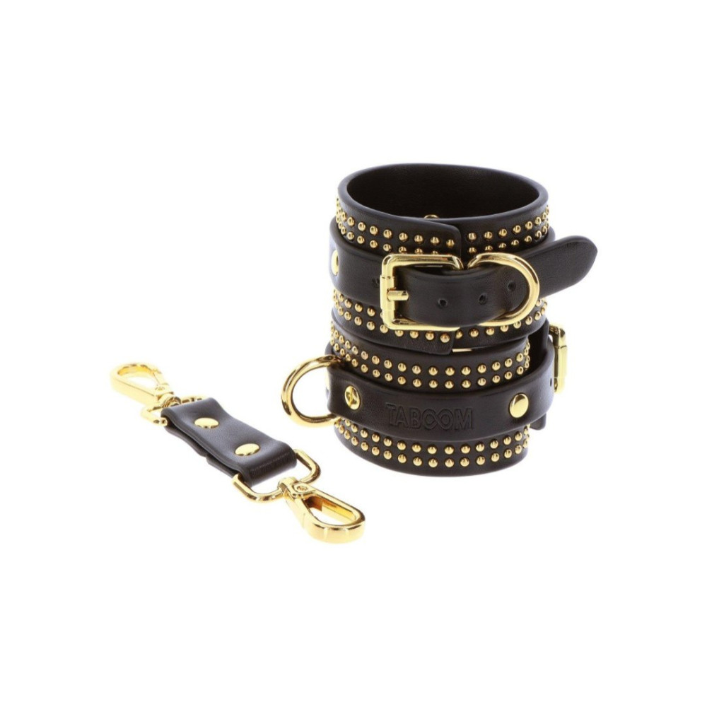 Наручники Taboom Vogue Vogue Studded Wrist Cuffs Set из веганской кожи, черные, фото №3 — секс шоп Украина, NO TABOO