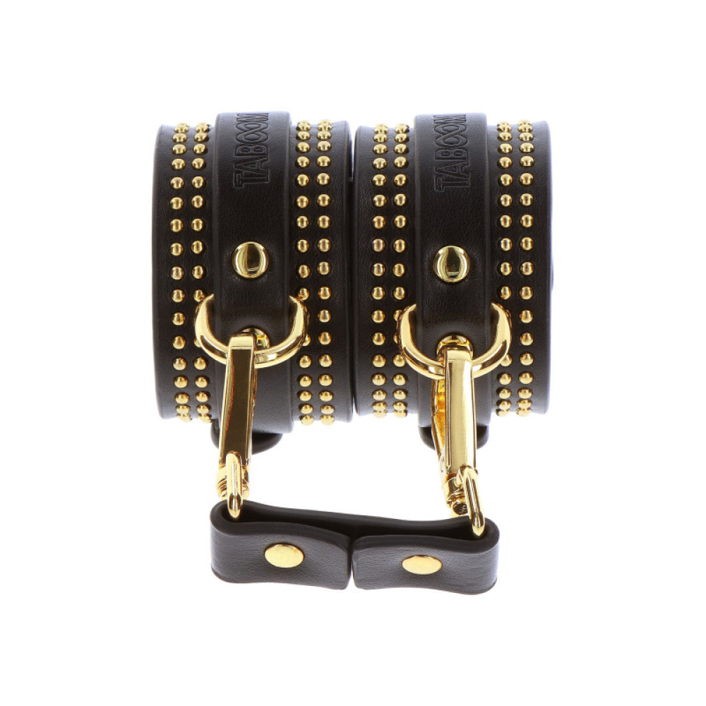 Поножы Taboom Vogue Vogue Studded Ankle Cuffs Set из веганской кожи, черные , фото №2 — секс шоп Украина, NO TABOO