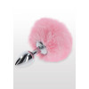 Анальная пробка металлическая Taboom Bunnytail Buttplug, с розовым помпоном, 13.5 х 2.7 см фото №3 — секс игрушки: Украина, NO TABOO
