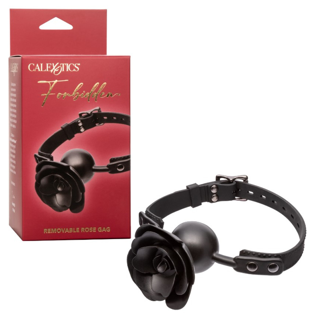 Кляп в виде розы CalExotics Forbidden Removable Rose Gag, черный, фото №0 — секс шоп Украина, NO TABOO