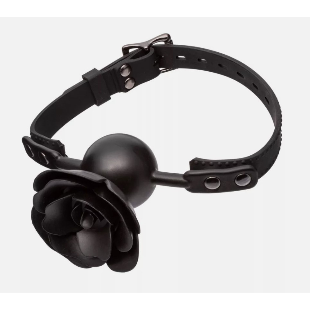 Кляп в виде розы CalExotics Forbidden Removable Rose Gag, черный, фото №3 — секс шоп Украина, NO TABOO