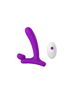 Вибратор со стимуляцией клитора Chisa Horny hunter vibrating в форме буквы L, фиолетовый, 16 х 3.8 см - No Taboo