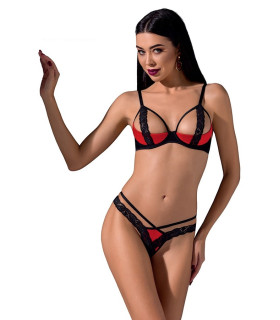 Комплект Passion Femmina ,черный с красными полосками, S/M - No Taboo