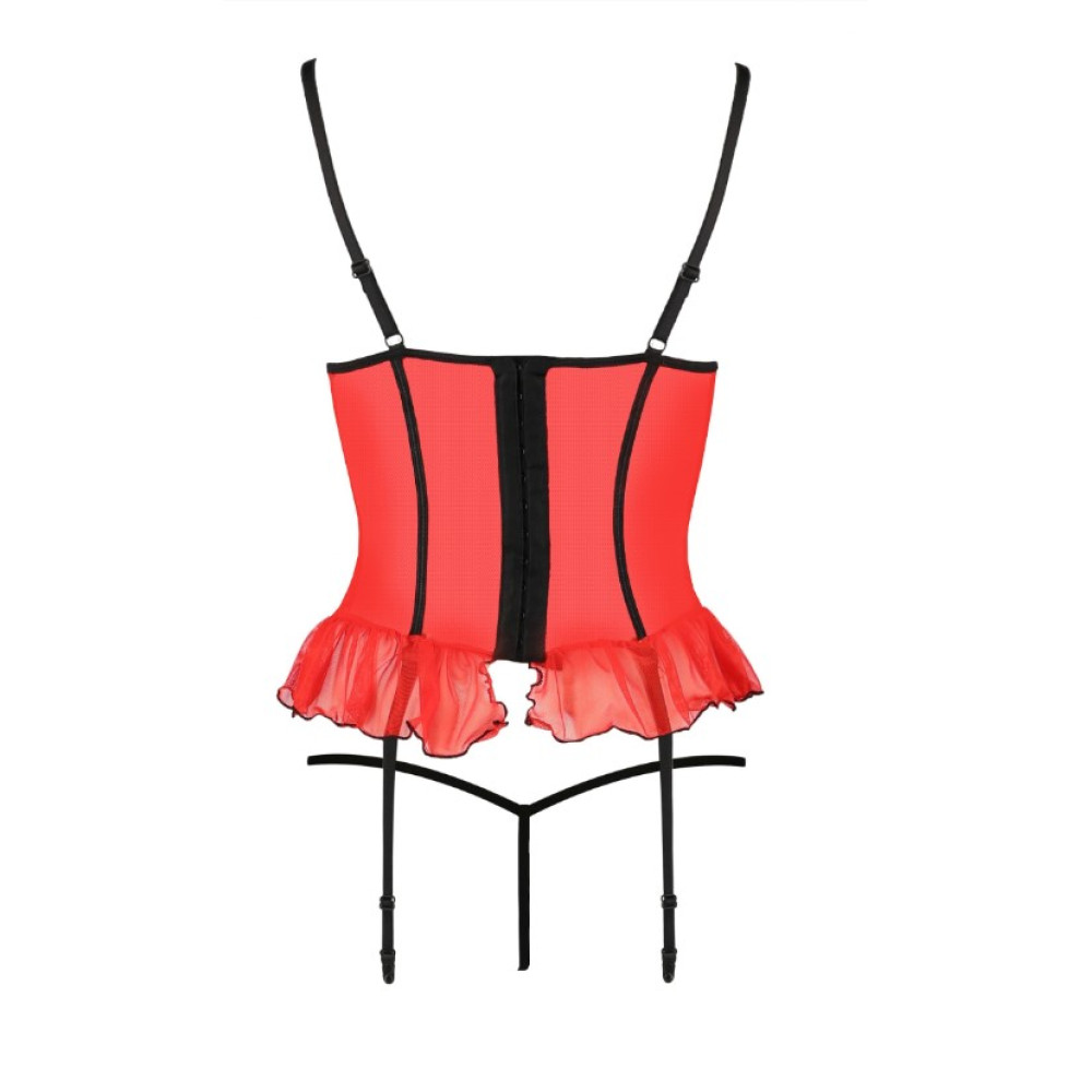 Корсет с откидным бюстом Passion Cherry, со стрингами, красный, S/M, фото №4 — секс шоп Украина, NO TABOO