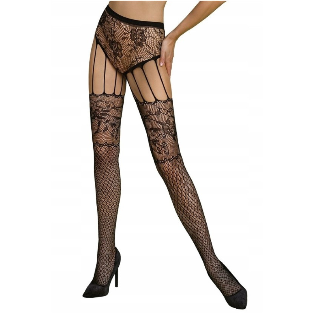 Колготы эротические Passion ECO S004, черные, One size, фото №3 — секс шоп Украина, NO TABOO