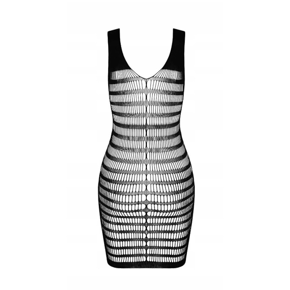 Платье бодистокинг с открытым бюстом Passion BS092, черное, One size, фото №4 — секс шоп Украина, NO TABOO