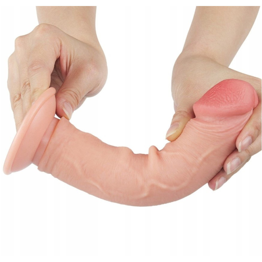 Фаллоимитатор реалистичный на присоске Lovetoy Sliding-Skin Dual Layer Dong, бежевый, 20 х 3.8 см фото №5 — секс игрушки: Украина, NO TABOO