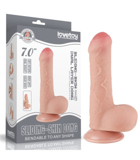 Фаллоимитатор реалистичный на присоске Lovetoy Sliding-Skin Dual Layer Dong, бежевый, 18.3 х 3.5 см - No Taboo