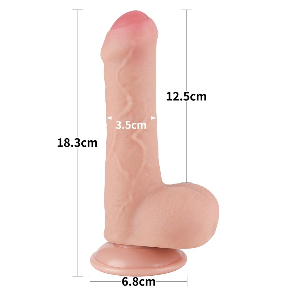 Фаллоимитатор реалистичный на присоске Lovetoy Sliding-Skin Dual Layer Dong, бежевый, 18.3 х 3.5 см фото №6 — секс игрушки: Украина, NO TABOO