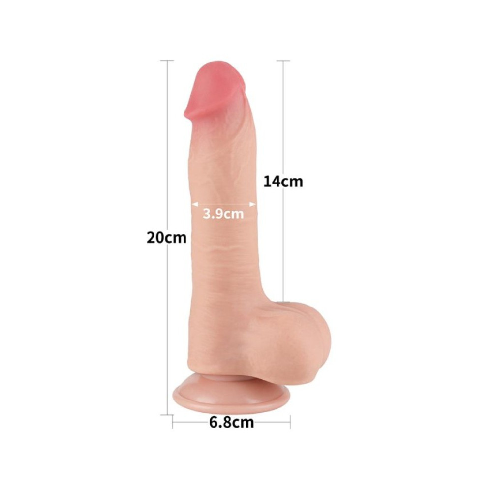 Фаллоимитатор реалистичный с мошонкой на присоске Lovetoy Sliding-Skin Dual Layer Dong, бежевый, 20 х 3.9 см фото №4 — секс игрушки: Украина, NO TABOO