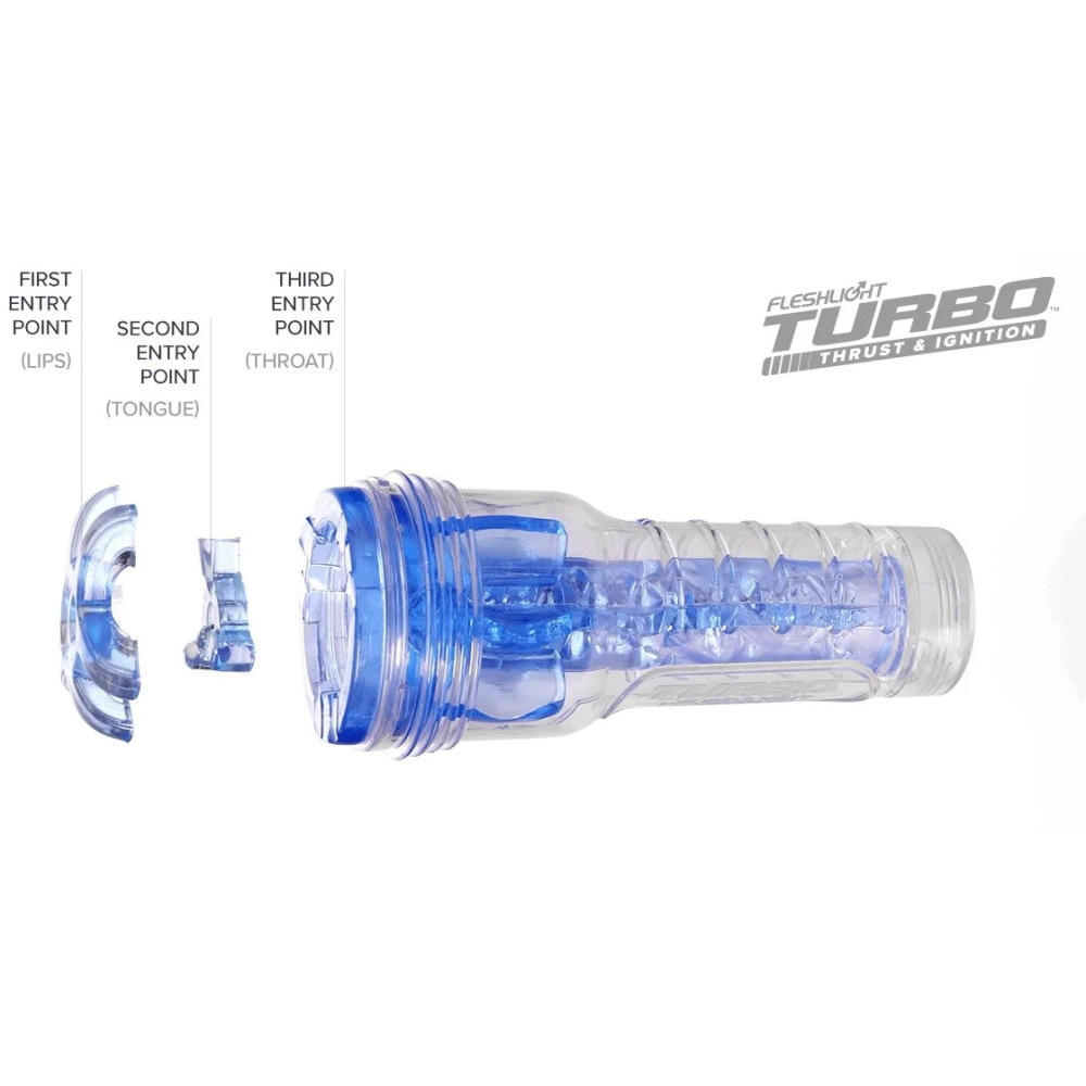 Мастурбатор вагина в колбе Fleshlight Turbo Thrust Blue Ice (RP), из киберкожи, прозрачный фото №3 — секс игрушки: Украина, NO TABOO