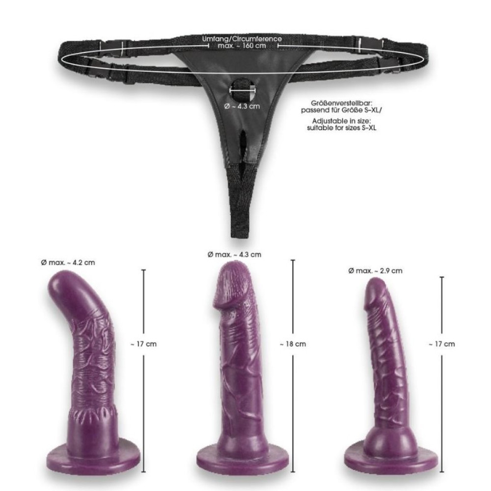 Набор страпонов универсальный Bad Kitty Strap-on Kit, фиолетовый, O/S фото №6 — секс игрушки: Украина, NO TABOO