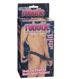 Страпон фаллопротез с вибрацией ROBOTIC MALE STRAP-ON, черный, 17.8 х 4.5 см - No Taboo