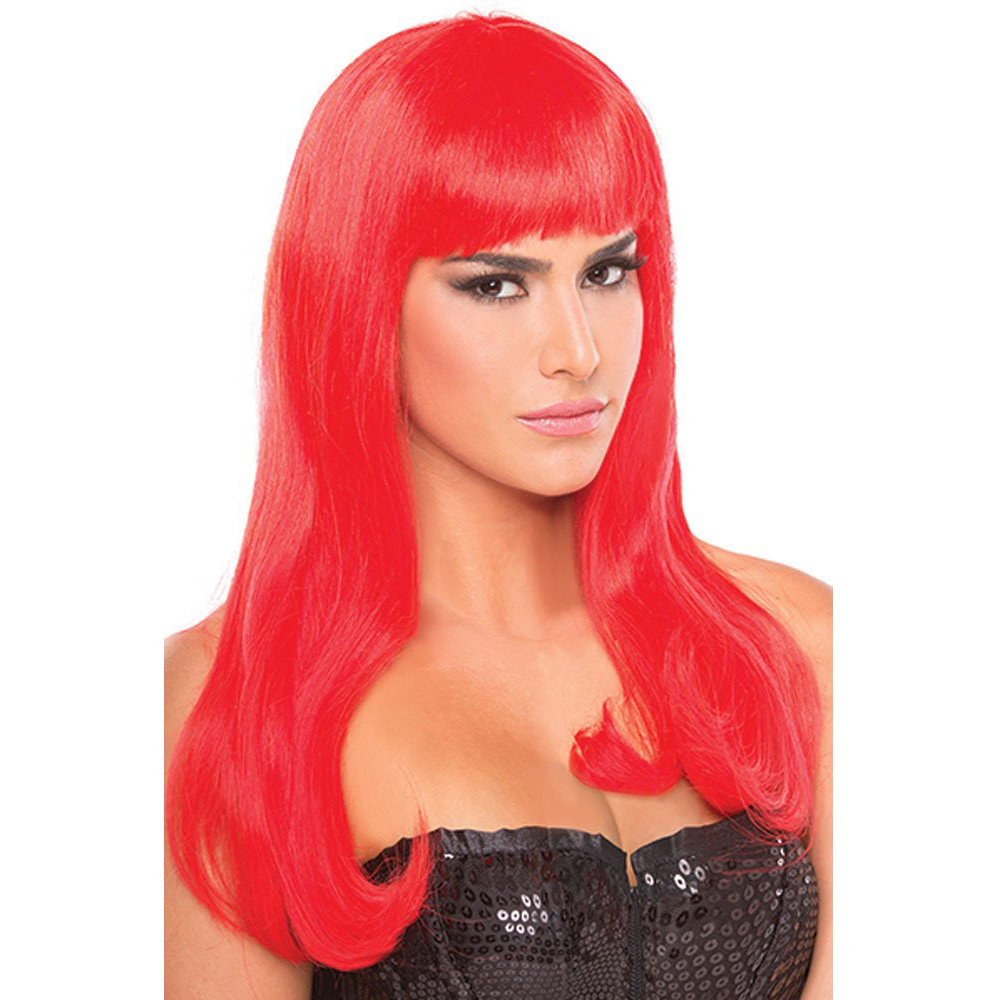 Парик с челкой Pop Diva Wig, красный, фото №0 — секс шоп Украина, NO TABOO
