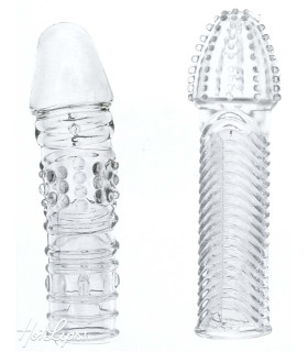 Набір насадок на пеніс Dreamtoys MenzStuff рельєфні, прозорі, 2 шт - No Taboo