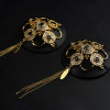 Пестисы с горным хрусталем и цирконием UPKO Luxury Baroque с итальянской кожи, черного цвета, фото №3 — секс шоп Украина, NO TABOO
