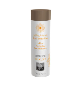 Съедобное массажное масло HOT Body Oil Luxury со вкусом абрикоса и облепихи, 75 мл - No Taboo