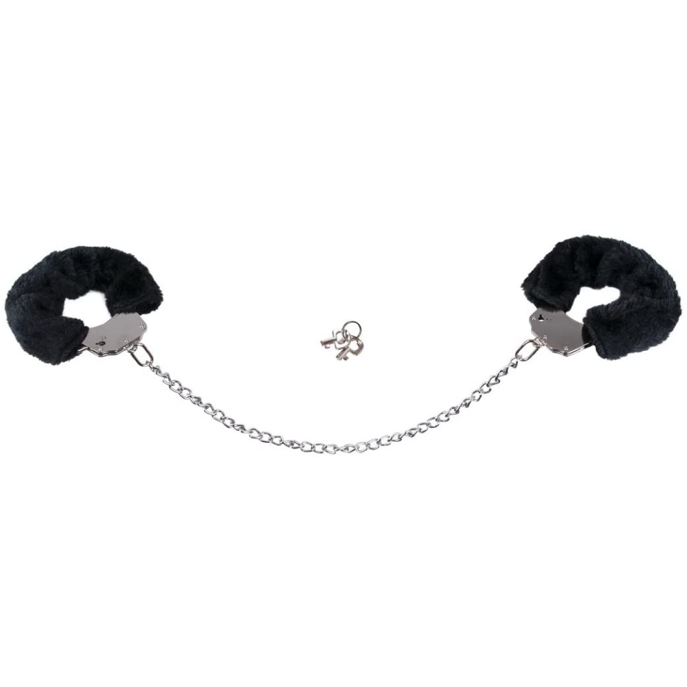 Наручники Bigger Furry Handcuffs, 6-12 см, черные, фото №3 — секс шоп Украина, NO TABOO