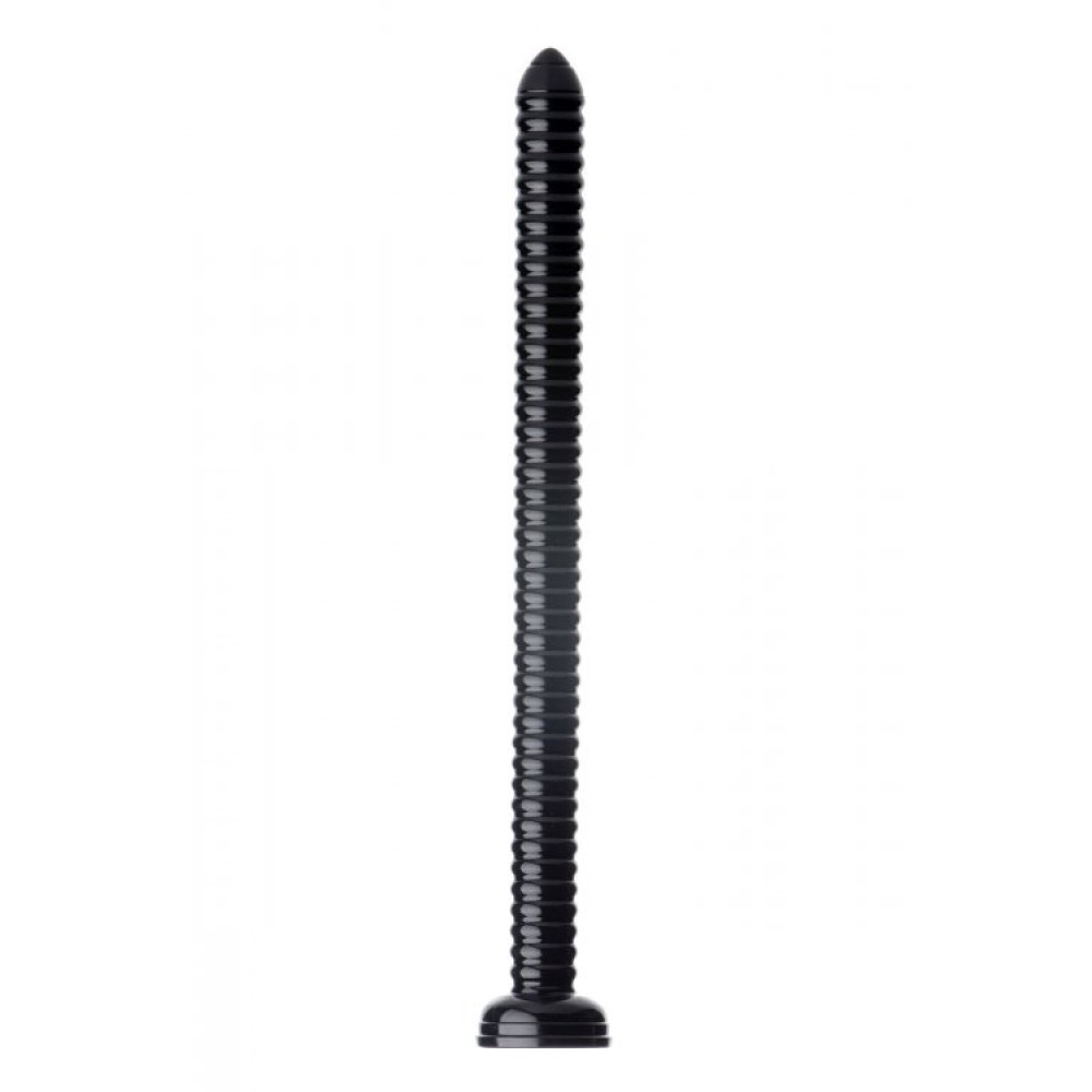 Анальный фаллоимитатор Ribbed Anal Snake, 48 см, черный фото №3 — секс игрушки: Украина, NO TABOO