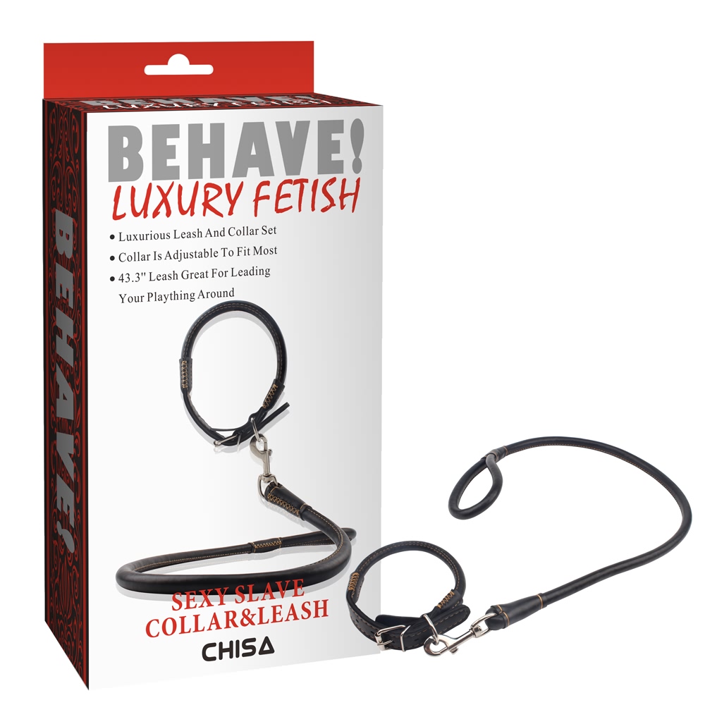 Ошейник и поводок Chisa Behave Luxury Fetish, черный, фото №0 — секс шоп Украина, NO TABOO
