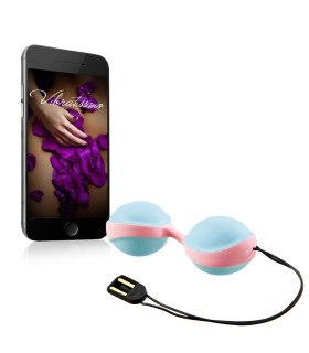 Вагинальные шарики Vibratissimo DuoBalls с вибрацией, голубые - No Taboo