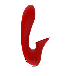 Вибратор Dream Toys с клиторальным стимулятором, красный - No Taboo