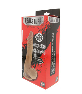 Вибратор с ротацией Dream Toys RealStuff на присоске, телесный - No Taboo