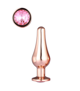 Анальная пробка, L, конической формы Dream Toys с розовым стразом, золотая - No Taboo