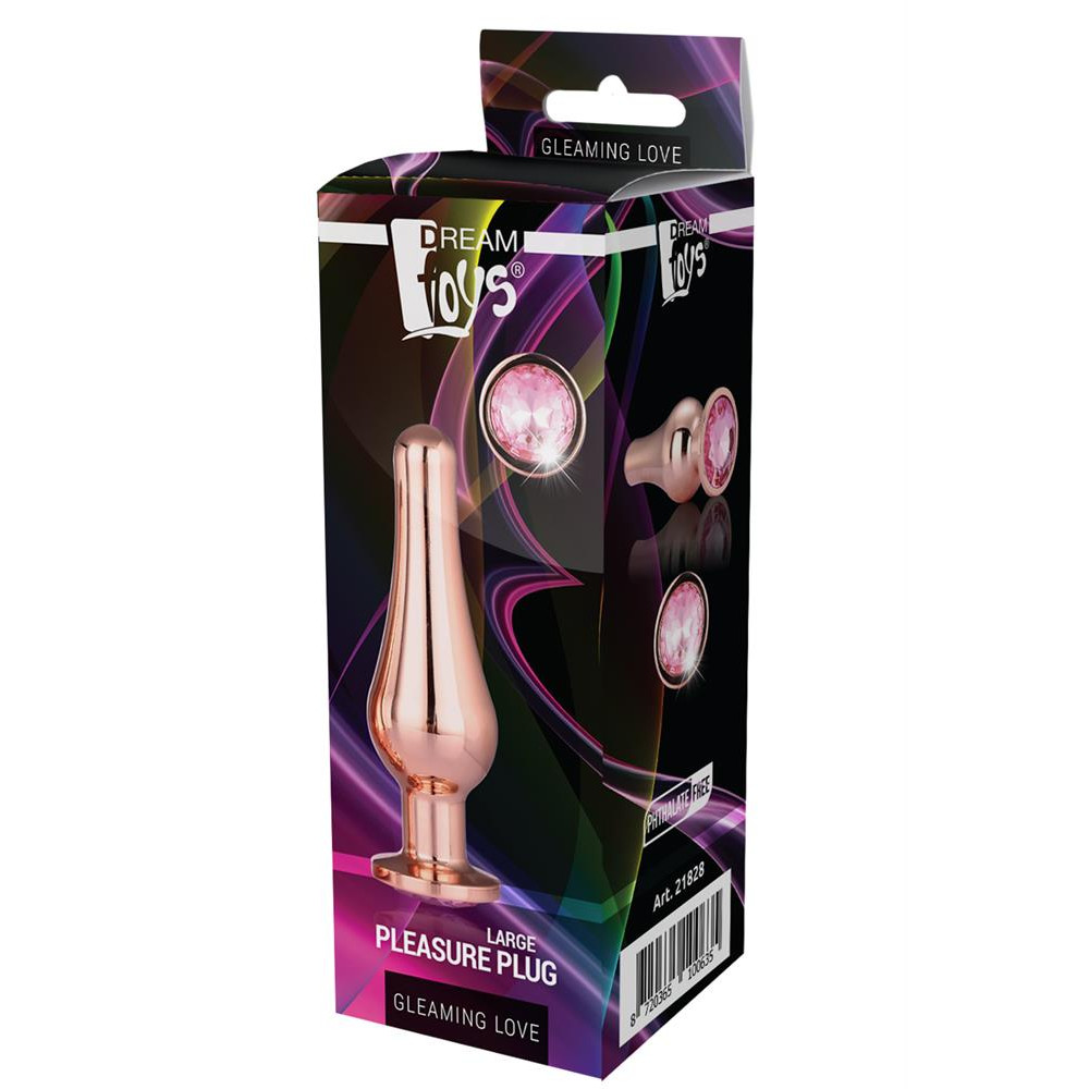 Анальная пробка, L, конической формы Dream Toys с розовым стразом, золотая фото №2 — секс игрушки: Украина, NO TABOO