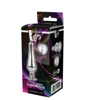 Анальная пробка конической формы, M, Dream Toys с прозрачным стразом, серебряная, 3.4 см х 11 см - No Taboo
